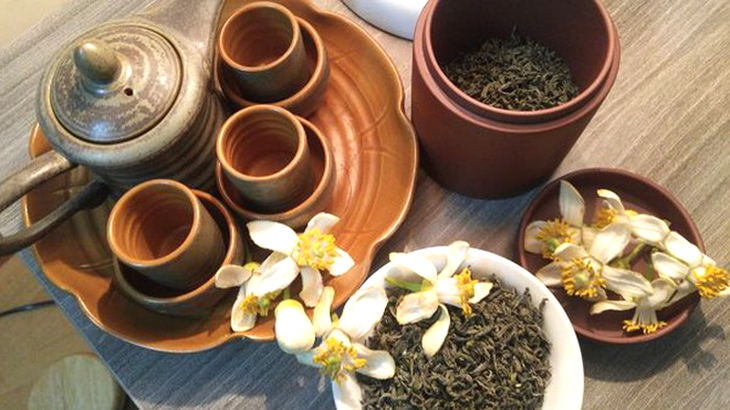 Hoa bưởi ướp trà